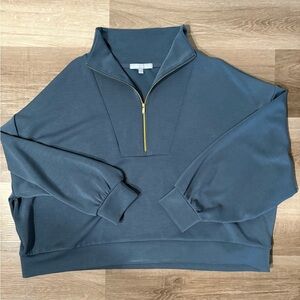 ANTONIO MELANI Steel Blue Zip-Up Sweater